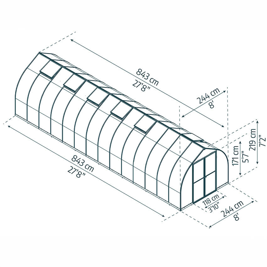 dimensions serre de jardin polycarbonate bella 20m